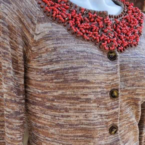 Moth Anthropologie Autumn tines beaded cardigan S/P - Picture 4 of 13